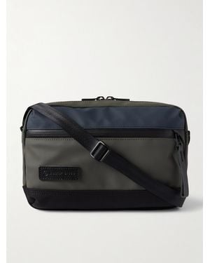 master-piece Slick Logo-Appliquéd Leather And Cordura Ballistic Nylon Messenger Bag - Black