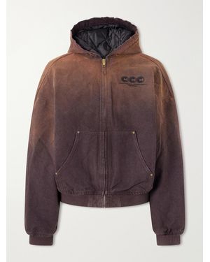 Willy Chavarria Juggernaut Logo-Embroidered Ombré Cotton-Canvas Bomber Jacket - Brown
