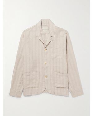 Oliver Spencer Bradwell Convertible-Collar Striped Linen Jacket - Natural