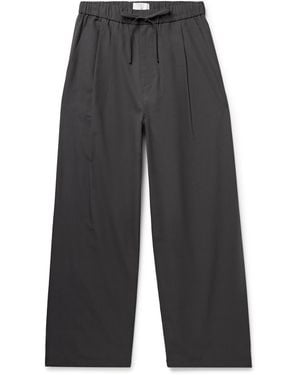 Amomento Wide-Leg Poplin Drawstring Pants - Gray
