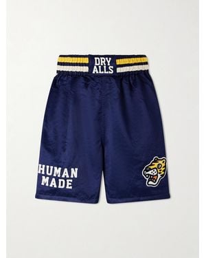 Human Made Straight-Leg Logo-Embroidered Cotton-Blend Shorts - Blue