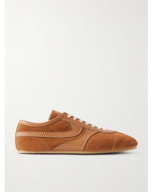 Dries Van Noten Leather-Trimmed Suede Trainers - Brown