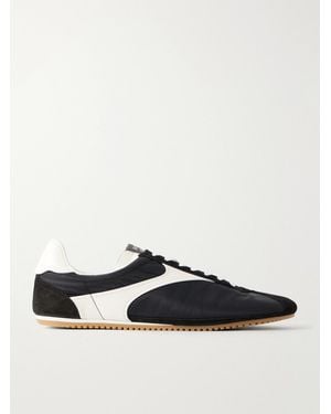 Bottega Veneta Shot Suede And Leather-Trimmed Twill Trainers - Black