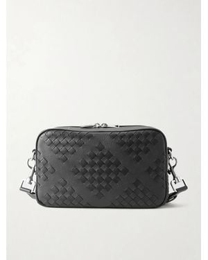Bottega Veneta Diamonds Dover Intrecciato Leather Messenger Bag - Black