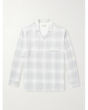 Officine Generale Leto Camp-collar Checked Twill Shirt - White