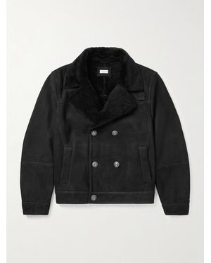 Brunello Cucinelli Double-Breasted Shearling Jacket - Black