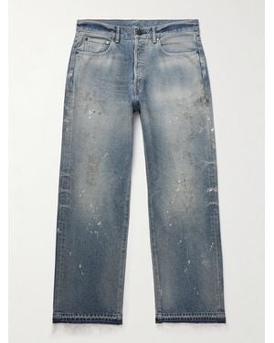 John Elliott Wyatt Straight-Leg Distressed Paint-Splattered Jeans - Blue