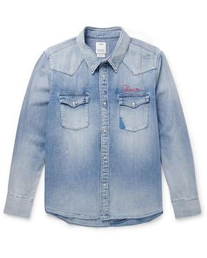 Visvim Social Sculpture Logo-Embroidered Denim Shirt - Blue