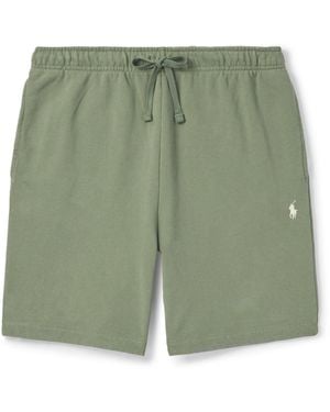 Polo Ralph Lauren Straight-Leg Logo-Embroidered Cotton-Jersey Drawstring Shorts - Green