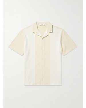 MR P. Camp-Collar Two-Tone Organic Cotton-Piqué Shirt - Natural