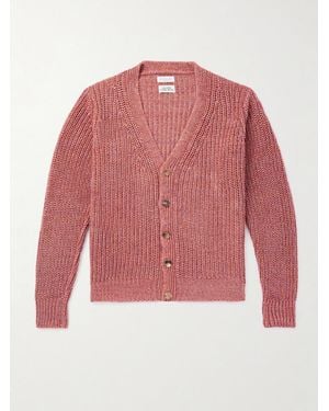 Richard James Ribbed Linen Cardigan - Red