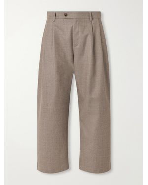 A Kind Of Guise Yesa Wide-Leg Pleated Mélange Virgin Wool-Twill Trousers - Natural