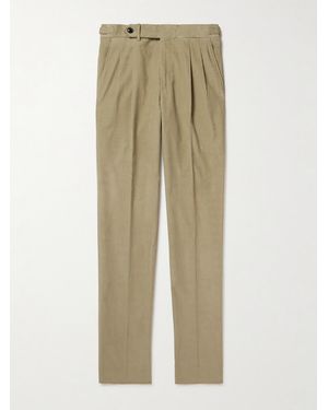 James Purdey & Sons Tapered Pleated Cotton-Corduroy Trousers - Natural