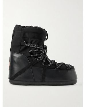 Moncler Moon Boot Icon Low Gaiter Padded Shell And Leather Snow Boots - Black