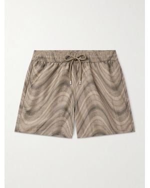 Frescobol Carioca Rio Straight-Leg Mid-Length Recycled Jacquard Swim Shorts - Natural