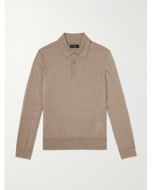 dunhill Schmal geschnittener Pullover aus Kaschmir mit Polokragen - Natur
