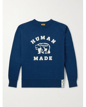 Human Made Tsuriami Logo-Print Cotton-Jersey Sweatshirt - Blue