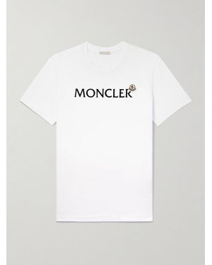 Moncler T-shirt in jersey di cotone con logo floccato - Grigio