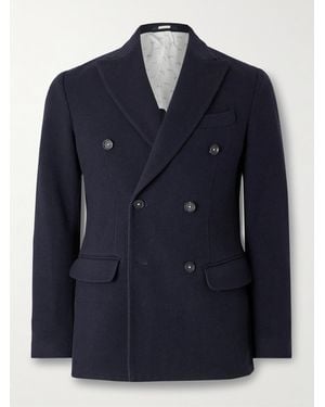 Massimo Alba Brando Double-Breasted Cashmere Blazer - Blue