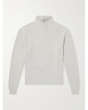 Ralph Lauren Silk And Cotton-blend Half-zip Jumper - White