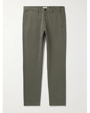 Hartford Tyron Slim-Fit Straight-Leg Cotton-Blend Trousers - Green