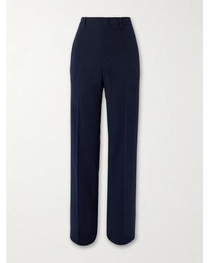 Thom Sweeney Wide-Leg Twill Trousers - Blue