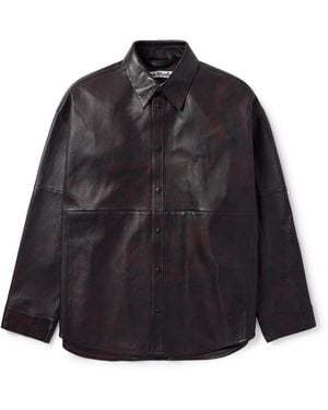 Acne Studios Laraw Oversized Leather Shirt Jacket - Black