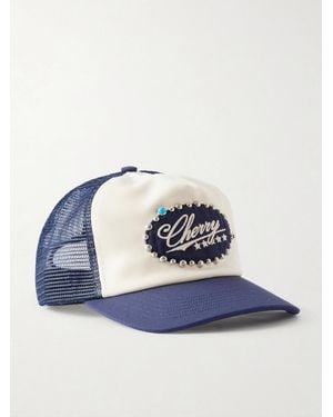 CHERRY LA 6 Star Logo-Embroidered Studded Canvas And Mesh Trucker Cap - Blue