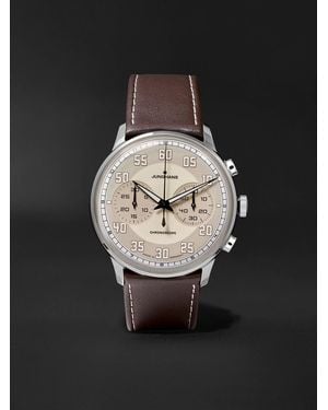 Junghans Meister Driver Automatic Chronoscope 40Mm Stainless Steel And Leather Watch, Ref. No. 027/3684.00 - Black