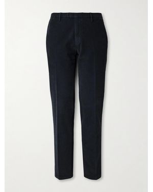 Boglioli Straight-leg Garment-dyed Cotton-blend Corduroy Trousers - Blue