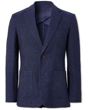 MR P. Unstructured Linen-Chambray Suit Jacket - Blue