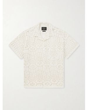 Portuguese Flannel Camp-Collar Crocheted Cotton-Blend Shirt - Natural
