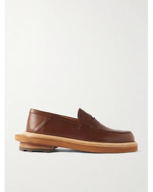 J.M. Weston Sacai Embellished Leather Loafers - Brown
