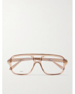 Loewe Slim Rectangular Aviator-Style Acetate Glasses - Natural