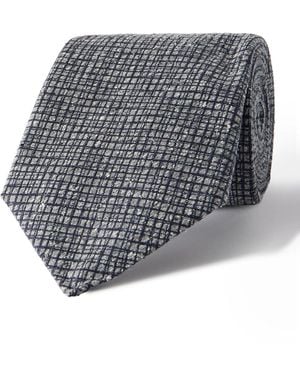 Canali 8Cm Checked Silk-Jacquard Tie - Gray