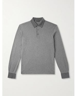 ZEGNA Cotton-Piqué Polo Shirt - Grey