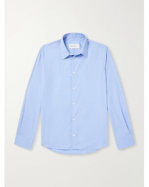 Ami Paris Tailor Logo-Embroidered Cotton-Poplin Shirt - Blue