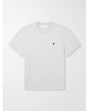 Ami Paris Logo-Embroidery Cotton-Jersey T-Shirt - White