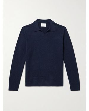NN07 Paul 60019 Pullover aus Biobaumwolle in Rippstrick mit Polokragen - Blau