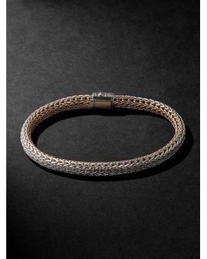 John Hardy Icon Reversible 14-karat Gold And Sterling Silver Bracelet - Black