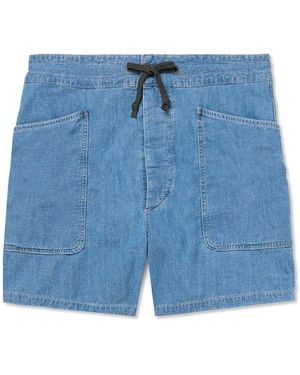 RRL Caldwell Straight-leg Cotton And Linen-blend Chambray Shorts - Blue