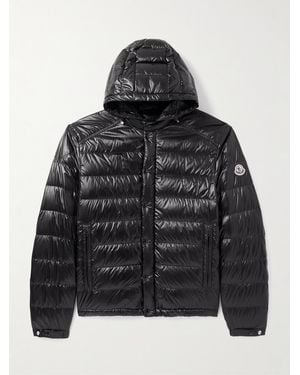Moncler Gliere Logo-Appliquéd Quilted Glossed-Nylon Down Hooded Jacket - Black