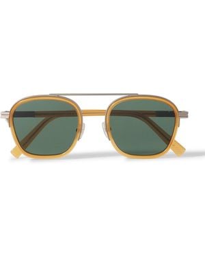 ZEGNA Aviator-Style-Tone And Acetate Sunglasses - Green