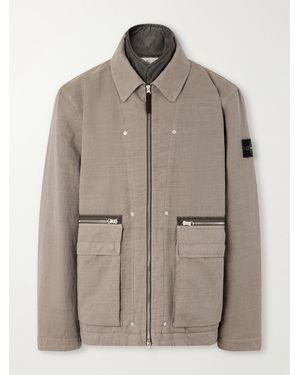 Stone Island Garment-Dyed Cotton-Tc-Blend Padded Twill Jacket - Natural
