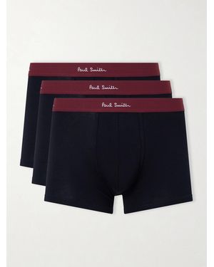 Paul Smith Pack Of Three Stretch Organic Cotton-jersey Boxer Briefs - Blue