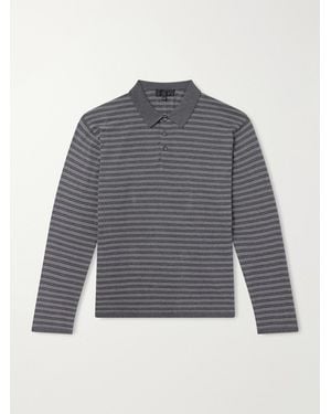 Nili Lotan Foley Striped Cotton Polo Shirt - Grau