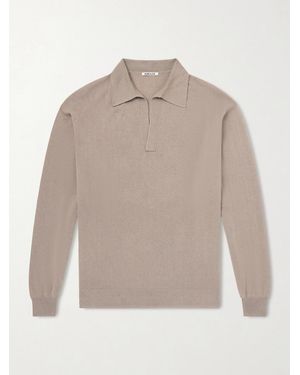AURALEE Open-Collar Cashmere And Silk-Blend Polo Shirt - White