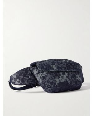 Gucci Camouflage-print Logo-jacquard Denim Belt Bag - Blue