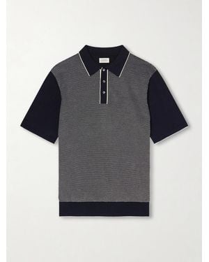 Hartford Jacquard-Knit Cotton Polo Shirt - Grey