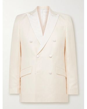 Favourbrook Double-Breasted Herringbone Linen And Silk-Blend Tuxedo Jacket - Natural